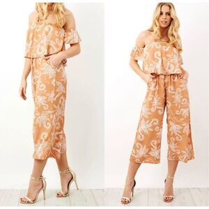 Minkpink Revolve Nusa Dua Off Shoulder Jumpsuit Paisley Print women’s size M